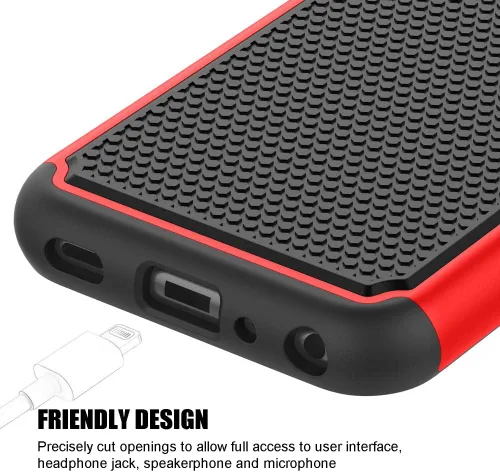 Vista 4 de Funda a prueba de golpes para LG Aristo 5 / Aristo 5+ / Fortune 3 / Risio 4 / Phoenix 5 / K8X / K31 / Tribute Monarch (5.7 pulgadas, 2020) [Rojo]