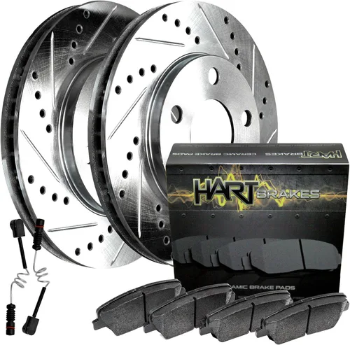 Vista 11 de Hart Brakes Kit de frenos y rotores traseros delanteros Pastillas de freno delanteras y traseras Rotores y pastillas de freno Pastillas