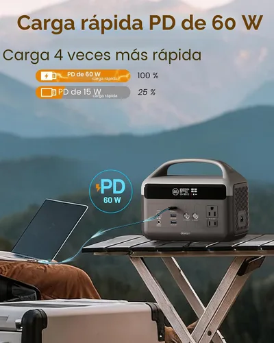 Vista 4 de DaranEner Estación de energía portátil LiFePO4 de 192 Wh, generador solar con bolsa de almacenamiento, 2 CA 300 W (sobretensión de 600 W), USB-C 60