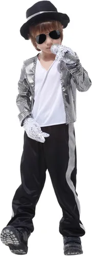 Vista 2 de ACTLATI Disfraz de estrella de baile para niños de los años 80 y 90, juego de disfraz de cosplay de Halloween para niños, juegos de rol de hip hop