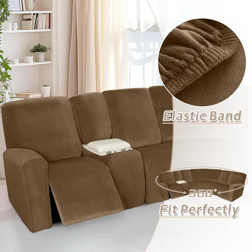 Vista 647 de Arfntevss Fundas de sofá seccional reclinable de terciopelo, Funda de sofá seccional de esquina para sofá reclinable, Funda elástica suave