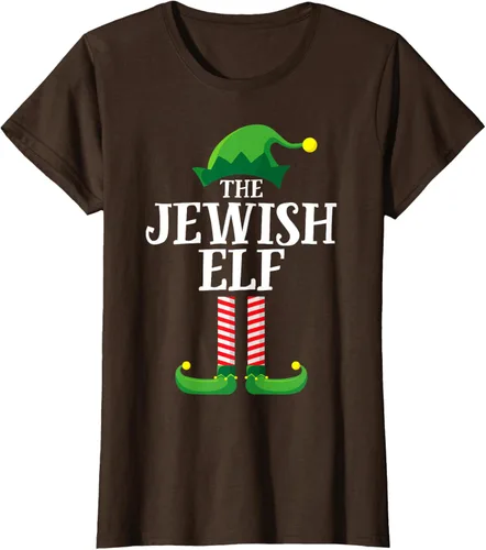 Vista 11 de Playera de pijama para fiesta de Navidad, grupo familiar a juego con elfo judío