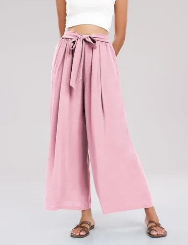 Vista 3 de Kocowoo Pantalones de vestir de pierna ancha para mujer, pantalones palazzo de cintura alta, pantalones casuales de negocios, pantalones de trabajo