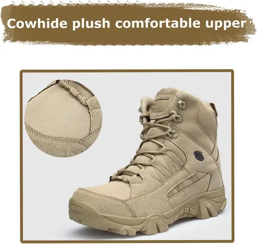 Vista 3 de Kervaky Botas tácticas militares para hombre, botas de trabajo, botas de desierto, botas duraderas, botas de senderismo, botas de combate, botas