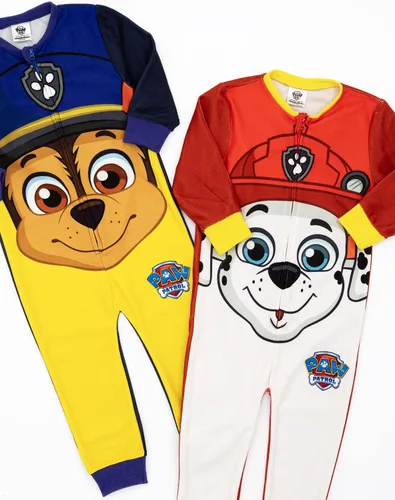 Vista 4 de Paw Patrol Paquete de 2 mamelucos para niños Pijama todo en uno con personaje de cachorro Chase & Marshall para niños y niños pequeños Regalo