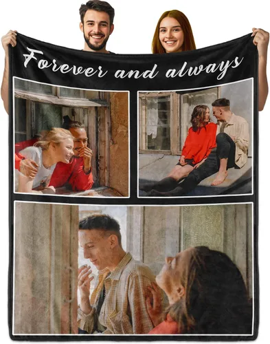 Vista 18 de PUREFLY Manta Personalizada con Texto y Fotos, Mantas Personalizadas Regalos para Esposo Esposa Novia Novio Cumpleaños Aniversario Boda San Valentín