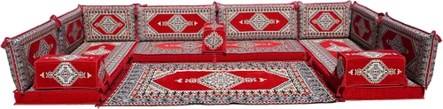Vista 13 de arabicsofa Cojines de piso árabe en forma de U – Sofá tradicional Majlis con sofá otomano