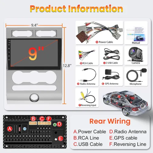 Vista 8 de Radio de coche 4G+64G para Ford Expedition 2007-2014 con Carpaly inalámbrico y Android Auto, pantalla táctil IPS de 9 pulgadas estéreo
