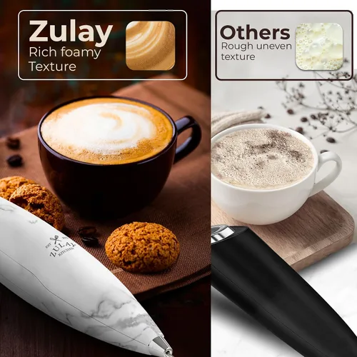 Vista 164 de Zulay Milk Boss Espumador de leche potente manual, hace espuma para latte, batidor para mezclar bebidas, café, miniespumador para capuchino, frappé