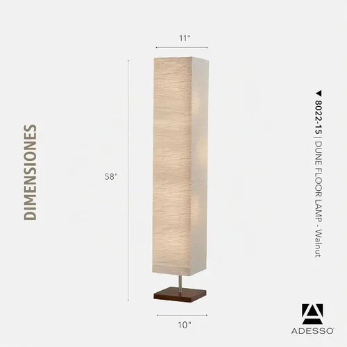 Vista 6 de Adesso Lámpara de pie de tres luces, base de madera natural y brillo ajustable, iluminación perfecta para dormitorio, sala de estar y decoración