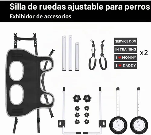 Vista 2 de [Usado] Dog Wheelchair for Back Legs,Adjustable Lightweight Aluminum Profile Pet Wheel Chair Has Added Hand-Carrying Assistance and Reflective