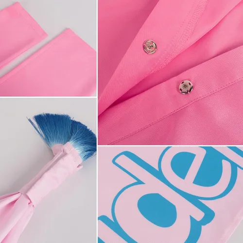 Vista 4 de Mono rosa para mujer, disfraz de cosplay de Margot Robbie Movie 2023, disfraz de uniforme