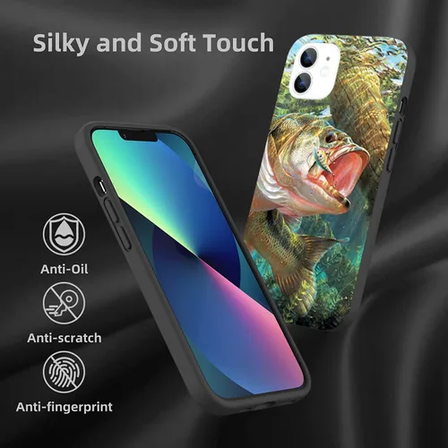 Vista 3 de Funda de moda para iPhone 11, Bass Fish Jumping a prueba de golpes, diseño transparente, funda protectora delgada y suave