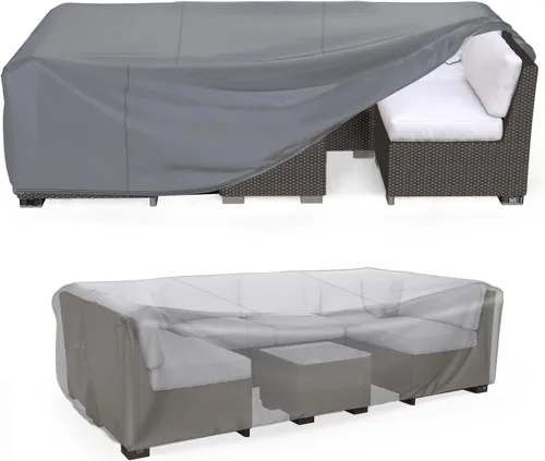 Vista 10 de Mrrihand Funda para Juego de Muebles de Patio Impermeable, Funda para Juego de Sofá Seccional de Exterior de Servicio Pesado 600D Funda para Juego