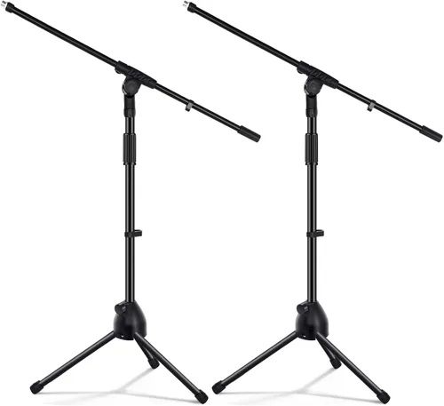 Vista 8 de Tellegloww 1 soporte para micrófono, trípode, brazo de brazo, podio, estudio, altura ajustable, 75 pulgadas, extiende el brazo a 27 pulgadas, viene
