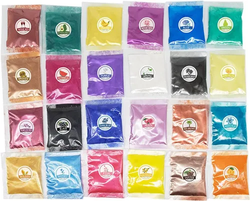 Vista 8 de 12 piezas de pigmento brillante en polvo de mica en polvo de mica de color nacarado en escamas de resina epoxi polvo luminoso para kit de limo