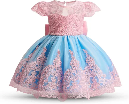 Vista 2 de NNJXD - Vestido de princesa de tul con flores, para usar en bodas, para niñas pequeñas y bebés