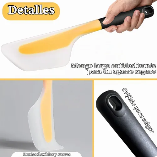 Vista 3 de Espátula de tortilla de silicona Turner, 13Inch Flip Fold Amarillo