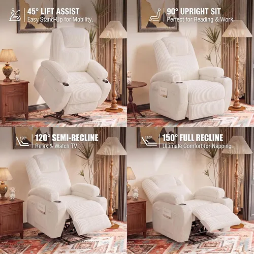 Vista 5 de Flamaker Silla reclinable eléctrica para personas mayores Beige