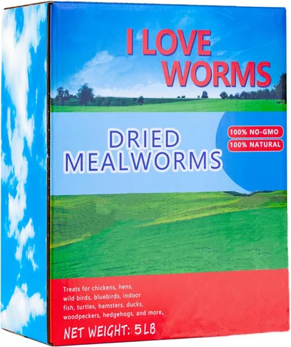 Vista 2 de I LOVE WORMS Gusanos secos (2.27 kg), alimento para pájaros silvestres, gusanos altos en proteínas para pájaros azules, pollos, patos, reptiles