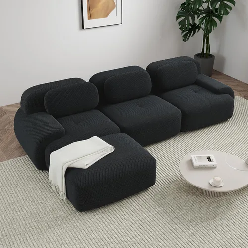 Vista 56 de Sofá sin hueso de 82 pulgadas, cómodo sofá cama de dos plazas, sofá comprimido con asiento profundo, sofá nube de pana para sala de estar