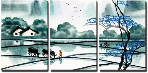 Vista 18 de wall26 - Arte de pared en lienzo de 3 piezas, delfín y león marino bajo el agua sobre fondo del océano mirándote - Arte moderno para el hogar