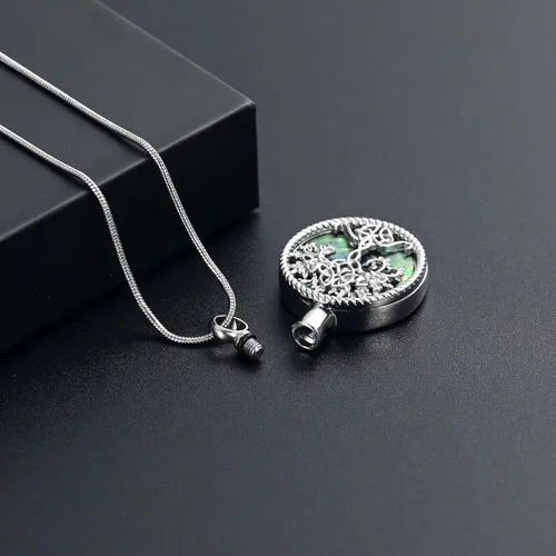 Vista 4 de Hearbeingt Collares de urna de lágrima para cenizas, medallón conmemorativo de cenizas del árbol de la vida, joyería de cremación, colgante