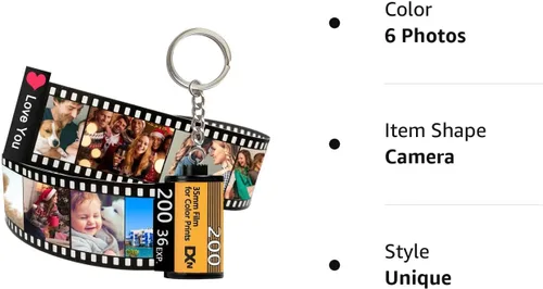 Vista 7 de Llavero personalizado con rollo de película de cámara con colorido álbum de carrete de fotos, regalos personalizados para fotos