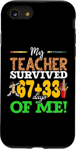 Vista 18 de My Teacher Survived 67+33 Days of Me Dab 100 Days of School Case for iPhone 17