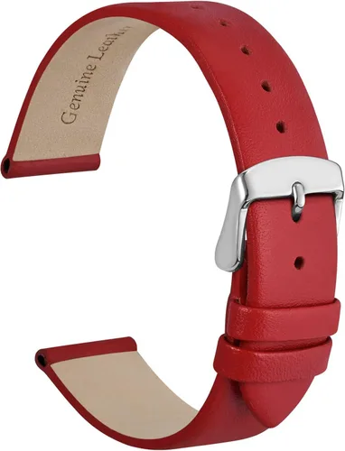 Vista 23 de WOCCI Correa de reloj elegante de 0.315 in de ancho, correa de repuesto de cuero genuino con hebilla dorada (negro)