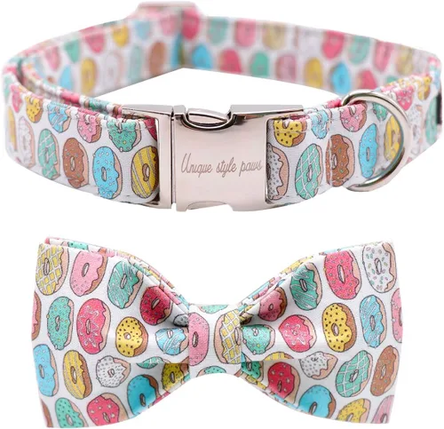 Vista 12 de Unique style paws - Collar con lazo de pera de algodón para perros, collar de verano ajustable para perros pequeños, medianos y grandes - XS