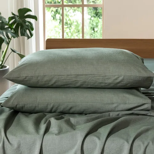 Vista 11 de MooMee Juego de 2 fundas de almohada de cuadros 100% algodón lavado con textura parecida al lino, transpirable, duradera, suave y cómoda