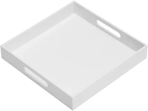 Vista 9 de KEVLANG Bandeja de acrílico transparente resistente con asas, bandeja organizadora de encimera de 8 x 8 x 2 pulgadas de alto para cocina, baño