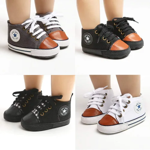 Vista 6 de Meckior - Tenis tipo botín para niños y niñas pequeños de 1 a 3 años con suela suave antideslizante de cuero sintético. Mocasines para bebés recién