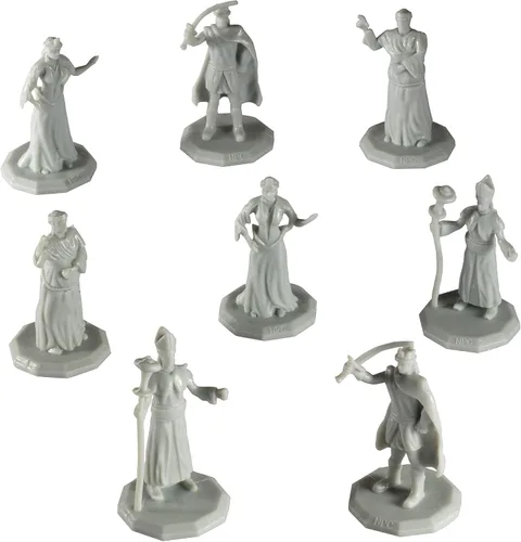 Vista 5 de Monster Townsfolk Mini Figuras de fantasía – 8 piezas pintables de clase de nobleza no jugador, personaje NPC miniaturas, tamaño hexagonal de 1