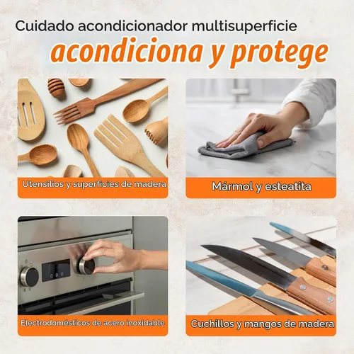 Vista 5 de CLARK'S Kit de cuidado de tabla de cortar con aceite de coco, incluye aceite de bloque de carnicero y cera, fabricado con aceite de coco refinado
