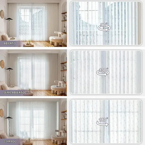 Vista 2 de Graywind Persianas verticales transparentes manuales de tamaño personalizado, ajustan la luz, tela transparente, control sin varilla, privacidad