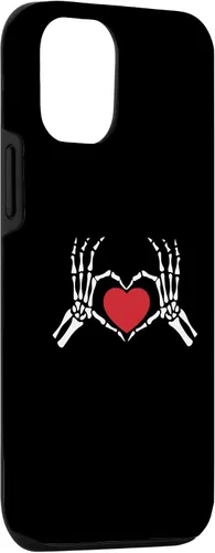 Vista 3 de Funda de amor para iPhone 15 Pro con diseño de esqueleto y corazón para el día de San Valentín