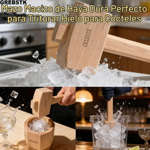 Vista 5 de GREBSTK Mazo de madera maciza de haya para bartending casero y taller