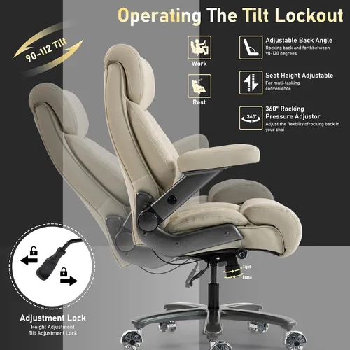 Vista 9 de DYHOME Silla de oficina resistente de 700 libras con reposabrazos 4D, cómoda silla de escritorio ejecutiva grande y alta, silla ergonómica