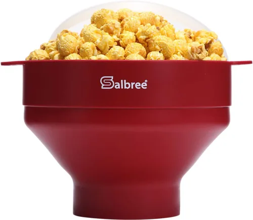 Vista 19 de La máquina original de palomitas de maíz Salbree plegable de silicona para microondas, recipiente microondas con capacidad para 16 tazas, utiliza