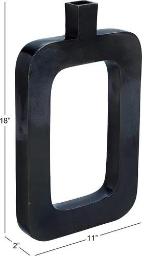 Vista 7 de Deco 79 Jarrón contemporáneo de aluminio negro, 18 x 11 x 2 pulgadas