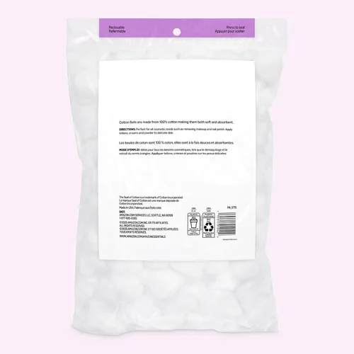 Vista 5 de Amazon Basics Bolas de algodón para el cuidado de la piel, 200 unidades (anteriormente Solimo)