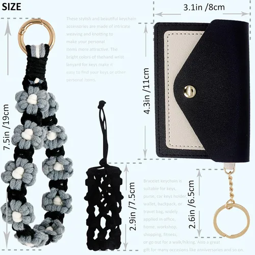 Vista 23 de BIHRTC Llavero de pulsera boho con soporte para lápiz labial, pulsera hecha a mano