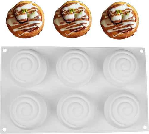 Vista 2 de Molde de rollo de canela Molde de chocolate para postre mini molde de pastel molde de cera derretida de silicona moldes para hacer velas para bollo
