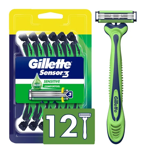 Vista 12 de Gillette Sensor3 Sensitive - Maquinilla de afeitar desechable para hombre, 4 maquinillas de afeitar