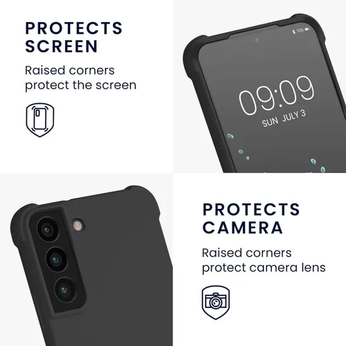 Vista 3 de KIOMY Funda Negra para Samsung Galaxy S21 5G con Rincónes de Airbag, Parachoques Resistente a Golpes, Cubierta Protectora Flexible de TPU