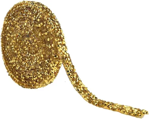 Vista 8 de Hahiyo Cinta de diamantes de imitación de cristal, pegamento térmico, reutilizable, elástico, rollo de malla brillante, 1 yarda, palo de planchar