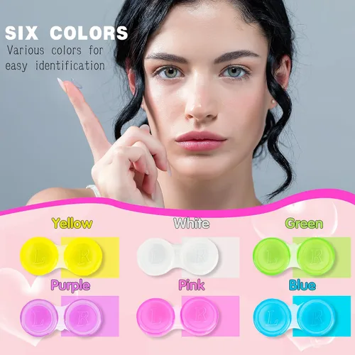 Vista 4 de 180 fundas para lentes de contacto transparentes, caja de soporte para lentes de contacto coloridas, lindas fundas de contacto a granel para ojos