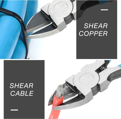 Vista 5 de iCrimp PL2100 - Cortador diagonal, alicates de corte lateral de 5 pulgadas, alicates electrónicos con punta para terminales enrollados, cables